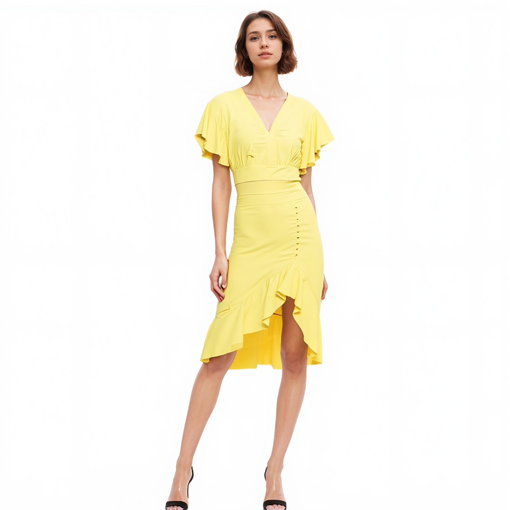 Women's Asymmetrical Hem Button Front Skirt