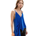 Women's Solid Drape Hem Wrapped Cami in Blue
