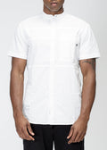 Konus Men's Band Collar Panel Shirt in White