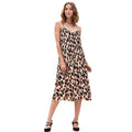 Women's Pleated Cami Dress in Leopard Sketch