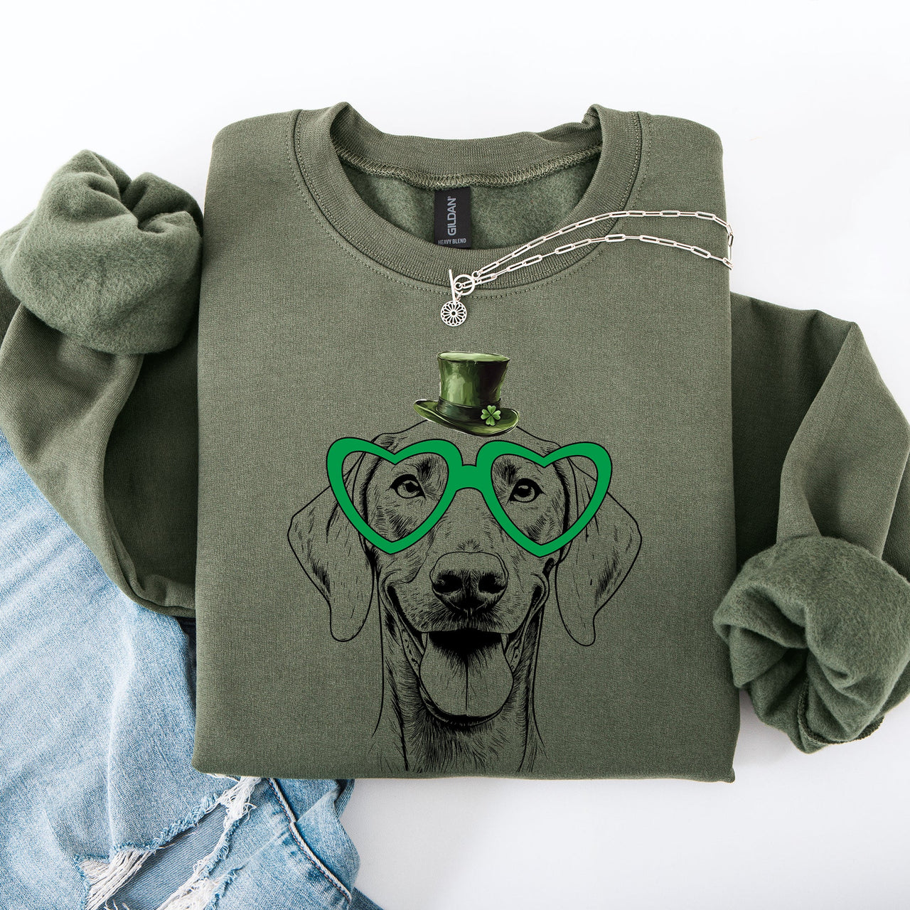 Weimaraner Adorable Dog St Patrick's Day Lucky Irish Bold Festive Print Sweatshirt