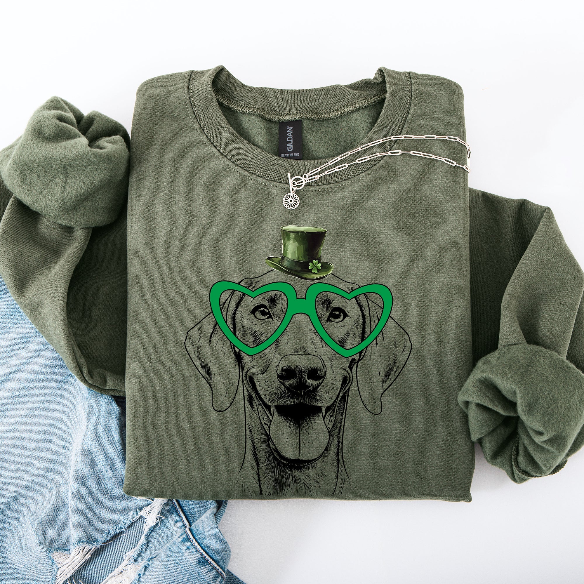 Weimaraner Adorable Dog St Patrick's Day Lucky Irish Bold Festive Print Sweatshirt