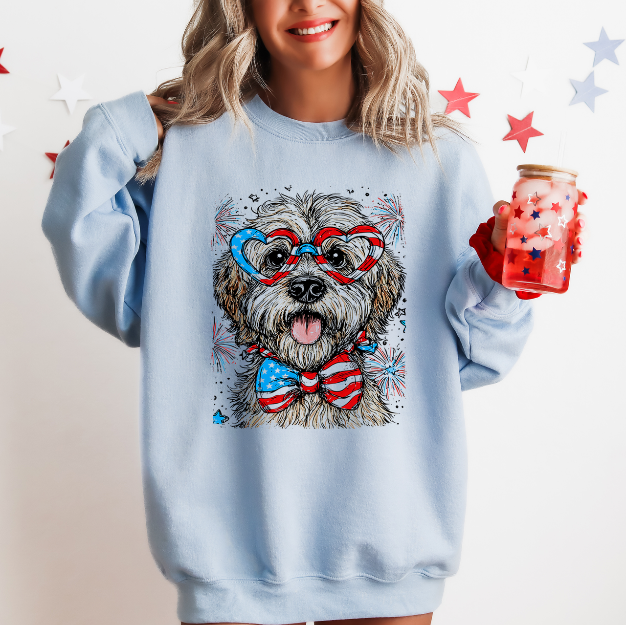 Wheaten Terrier Patriotic Dog USA America Pet Lover 4th Of July Pride Edition Sweatshirt