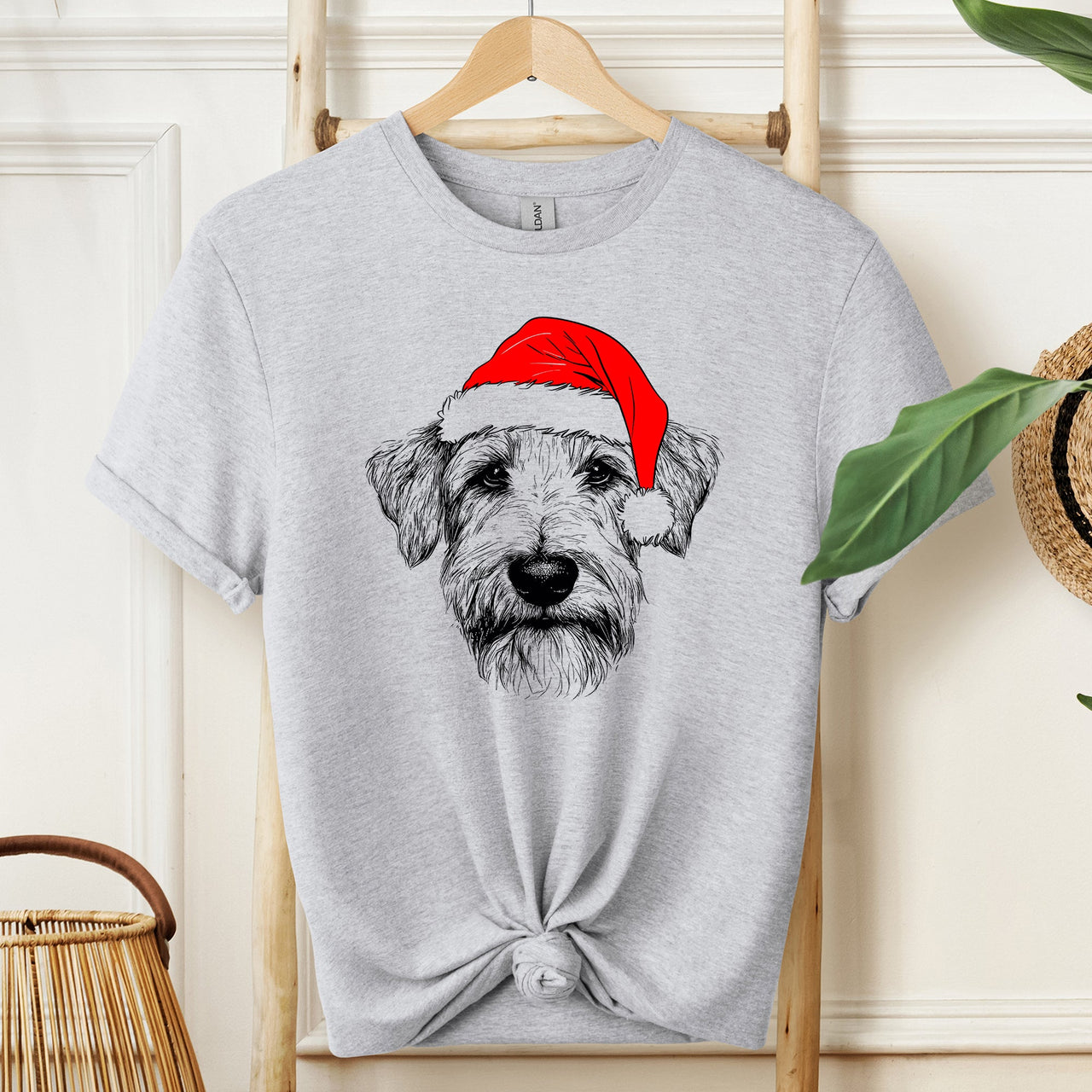 Wheaten Terrier Santa Claus Christmas Dog Lover Silhouette Illustration Comfort Colors Tee