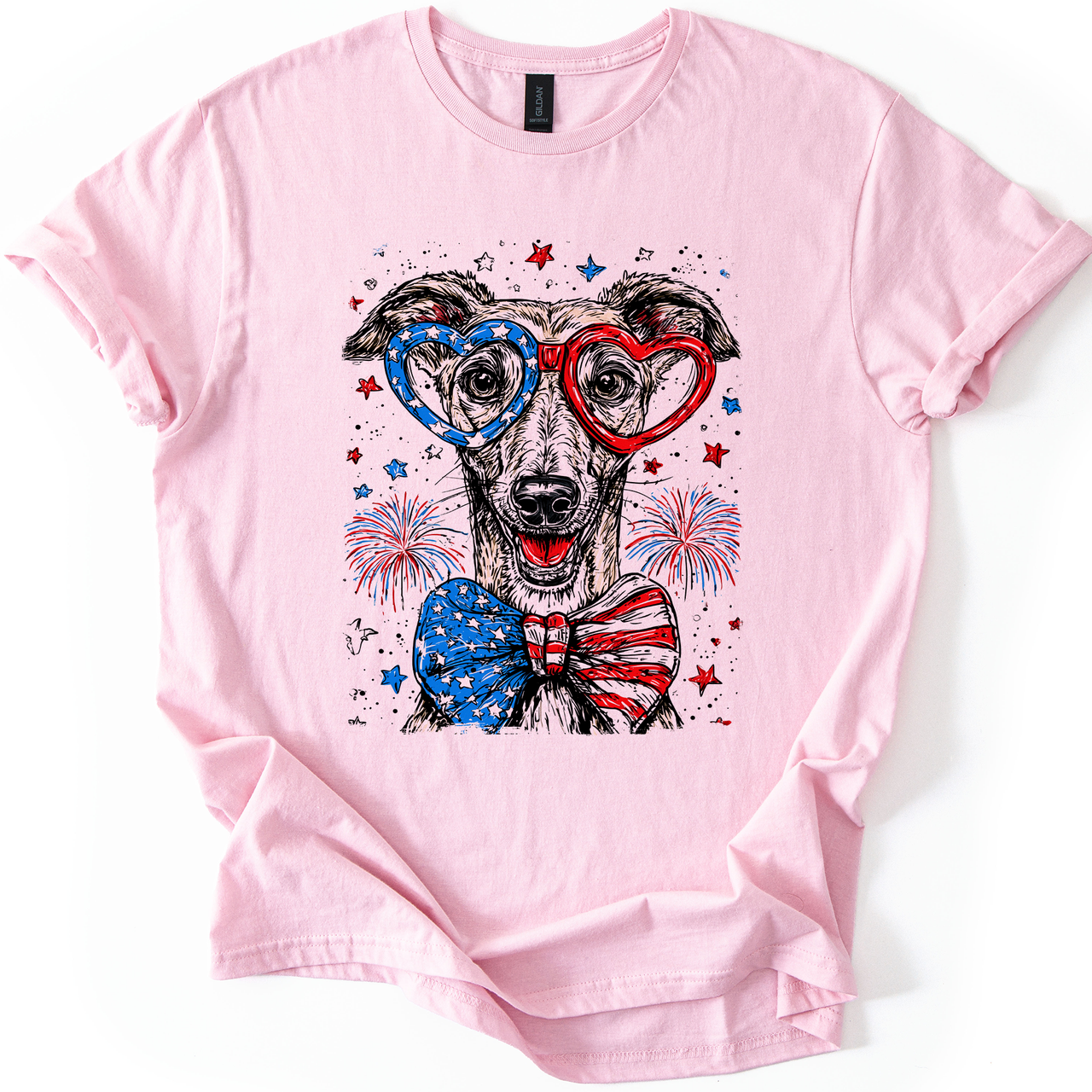 Whippet Patriotic Dog USA America Pet Lover 4th Of July Pride Flag Forever Graphic Tee