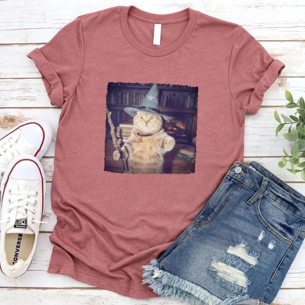 Wizard Cat Halloween Shirt – Funny Cat Meme Graphic Tee