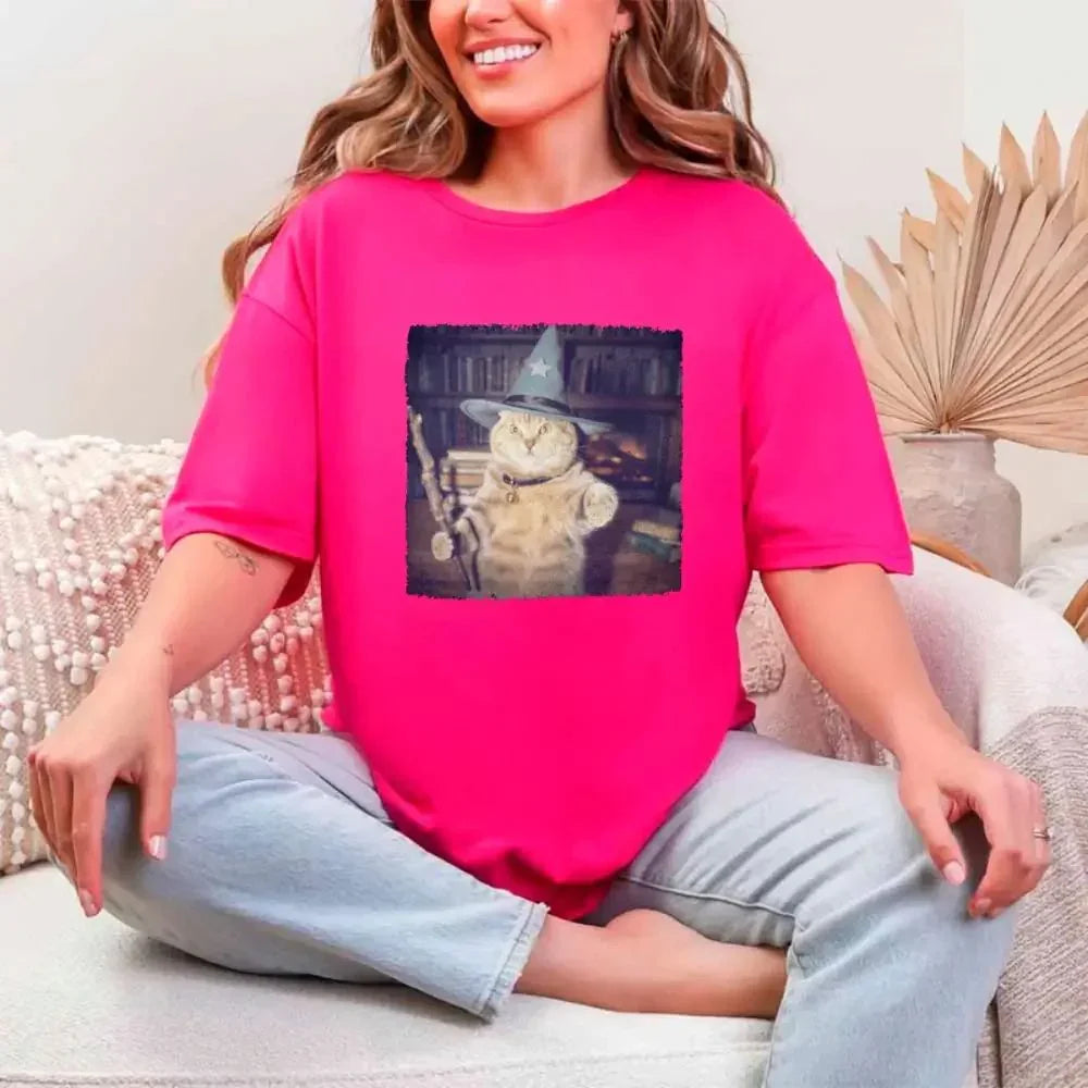 Wizard Cat Halloween Shirt – Funny Cat Meme Graphic Tee
