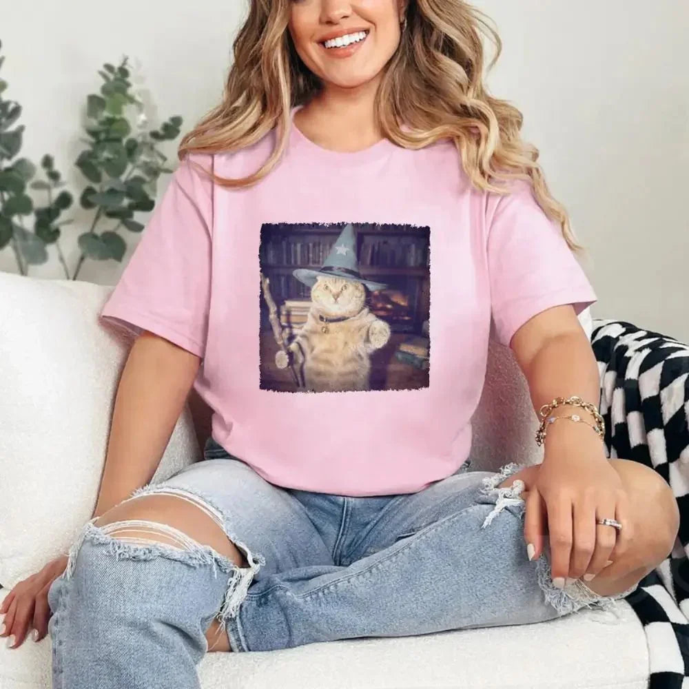 Wizard Cat Halloween Shirt – Funny Cat Meme Graphic Tee