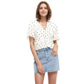 Women's Triangle Print Puff Sleeve Blouse in White triangle