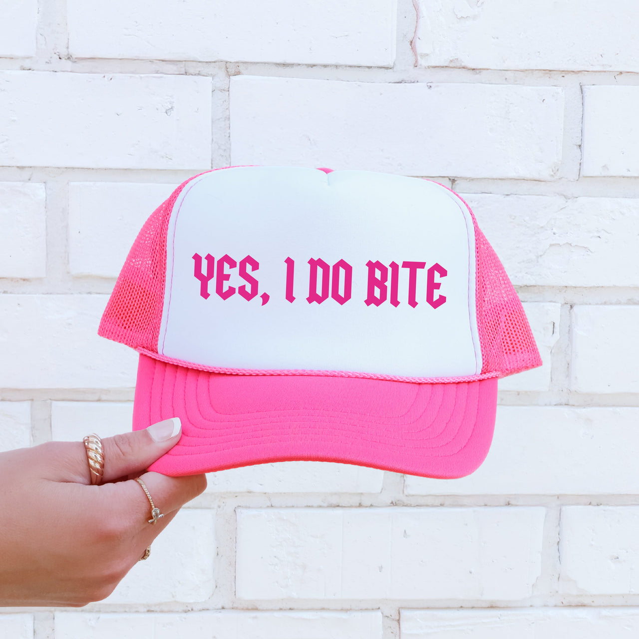 Yes, I Do Bite Sassy Saying For Bold Party Vibe And Eye Catching Graphic Trucker Hat