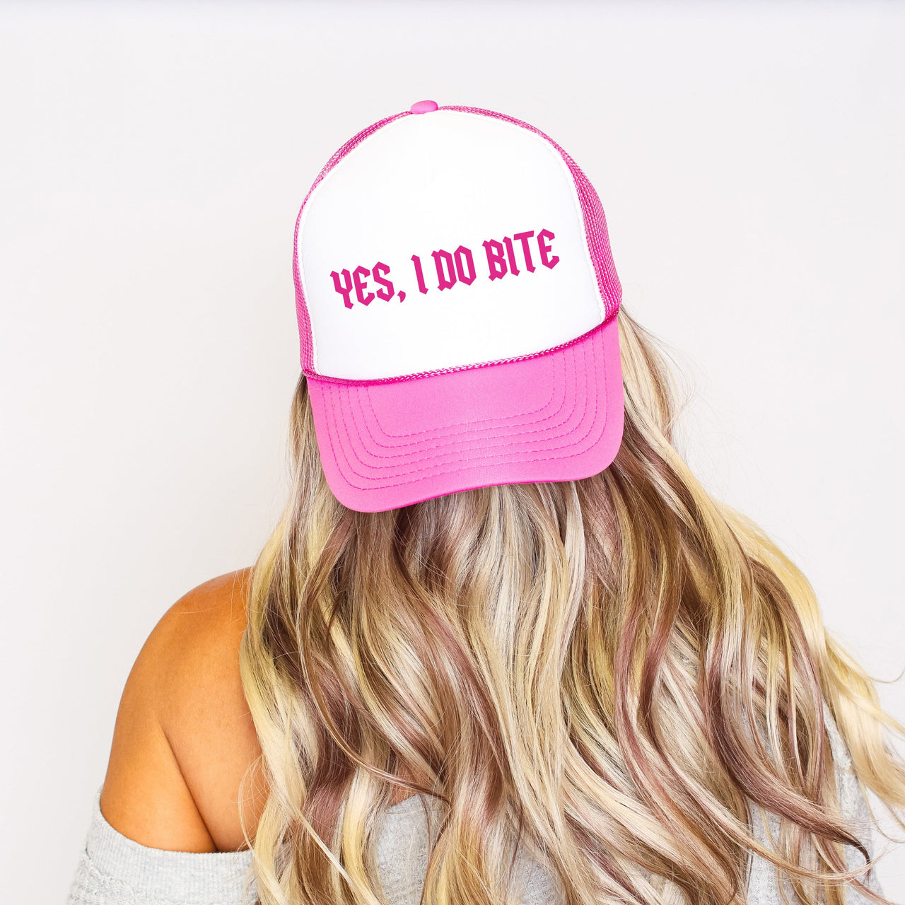 Yes, I Do Bite Sassy Saying For Bold Party Vibe And Eye Catching Graphic Trucker Hat