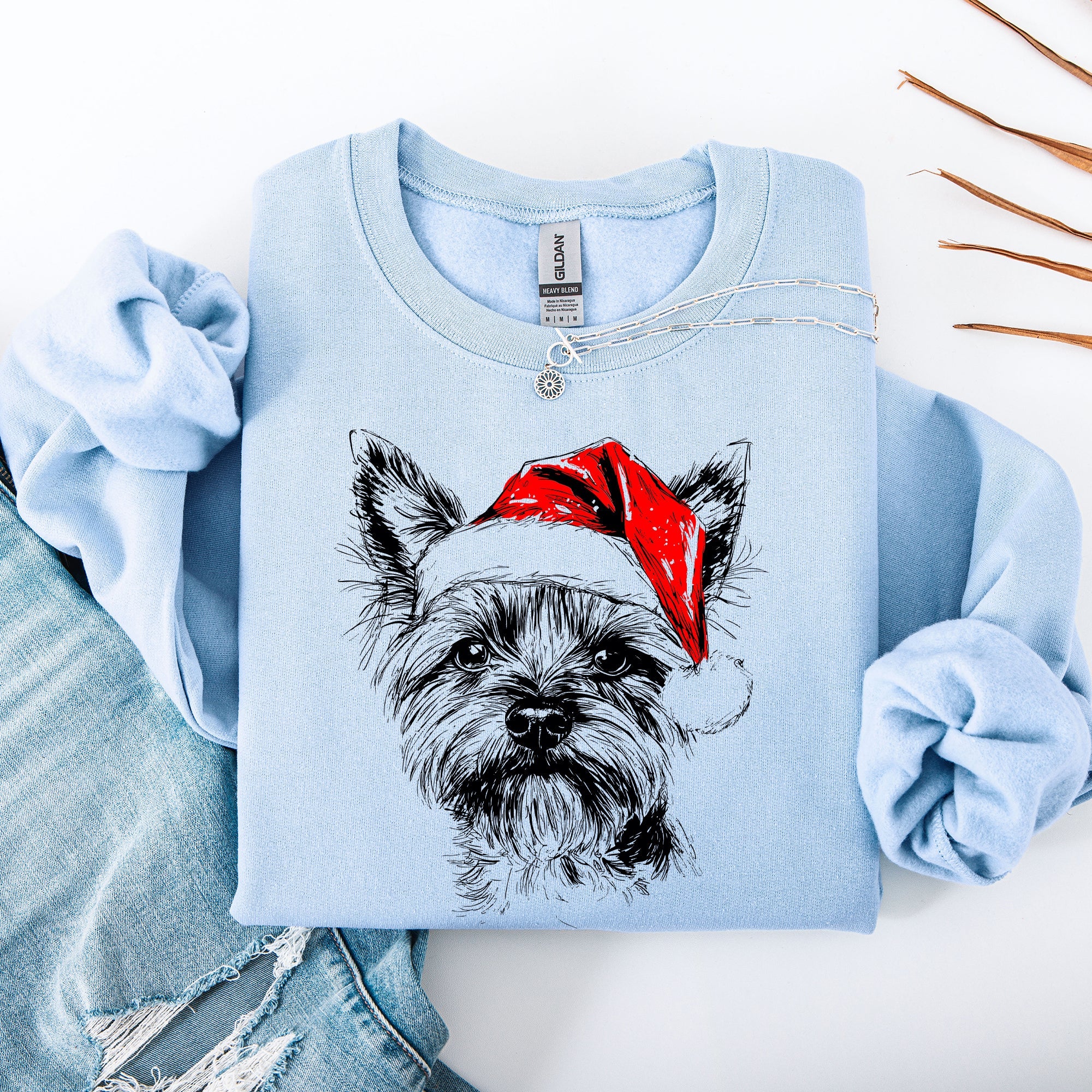 Yorkie Santa Yorkshire Terrier Christmas Dog Lover Holiday Edition Cozy Fleece Sweatshirt