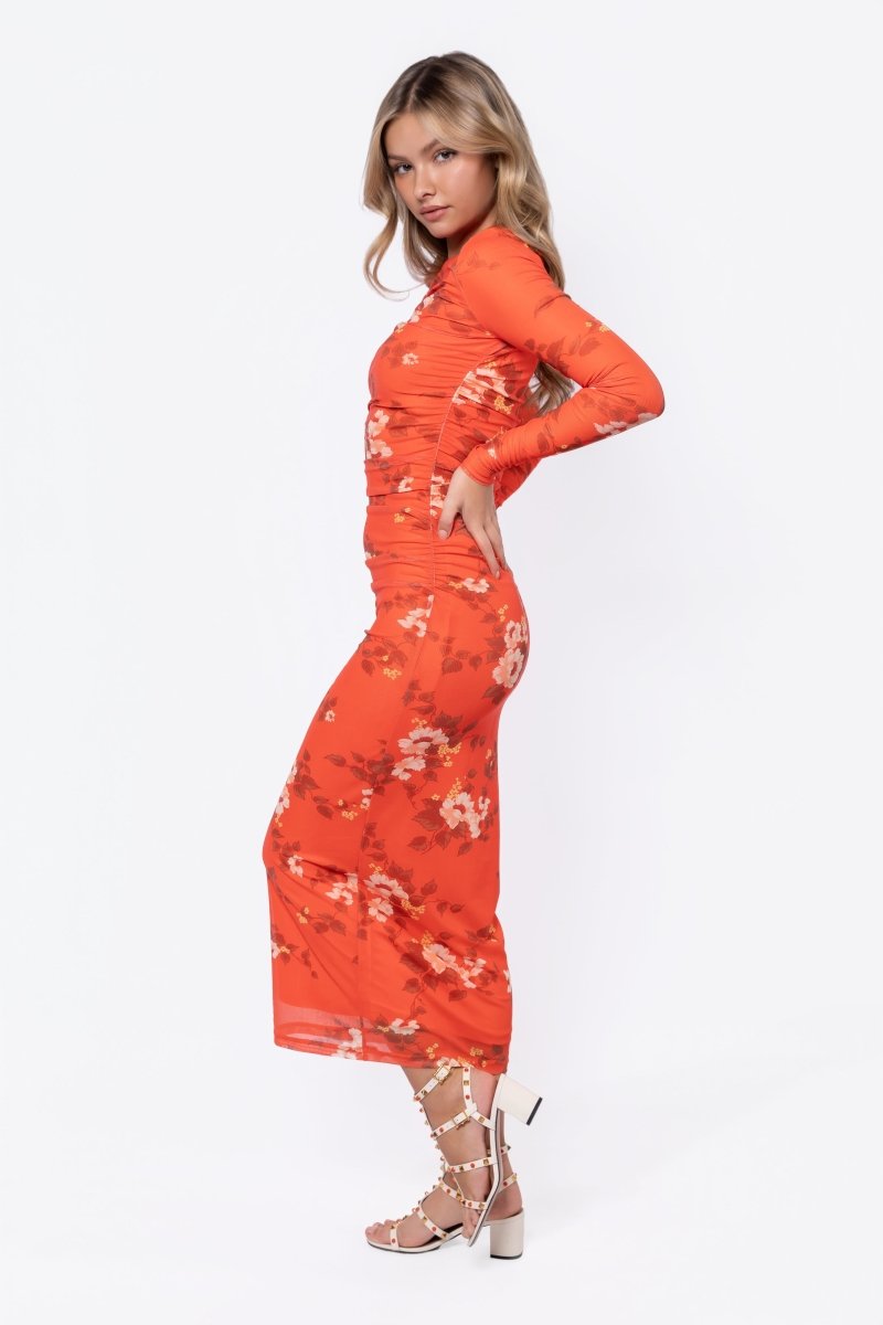 Alia Dress (Orange Flower)