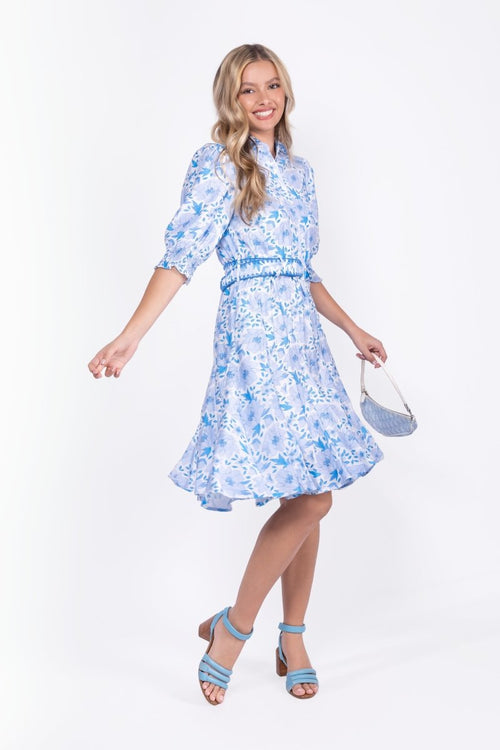 Analia Dress 41" (Blue Flower)