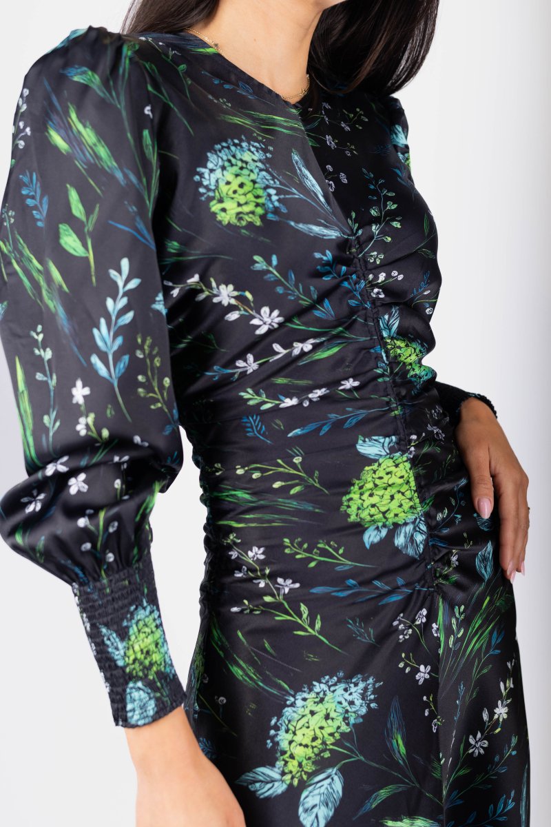 Audrey Dress Long Sleeve (Black / Green)