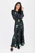 Audrey Dress Long Sleeve (Black / Green)
