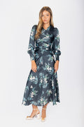 Audrey Dress Long Sleeve (Dark Green Ground)