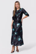 Audrey Dress Short  Sleeve (Dark Green Flower)