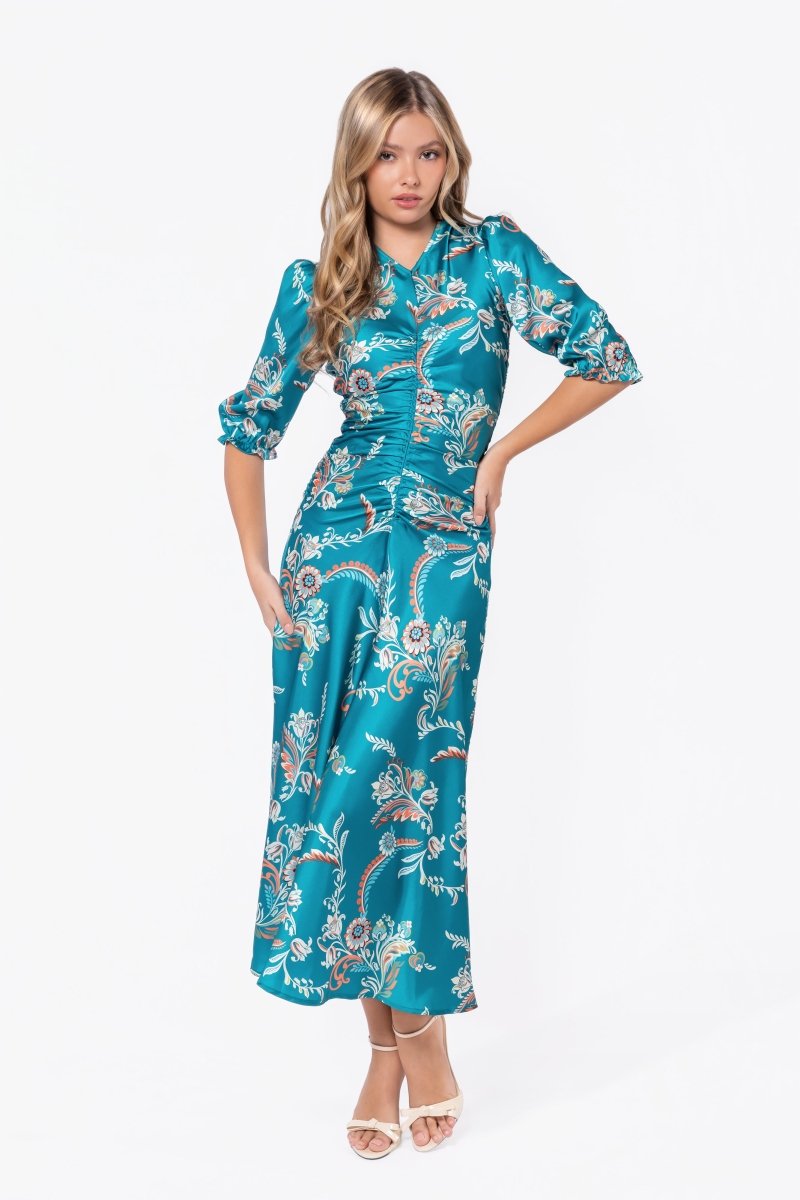 Audrey Dress Short Sleeve (Green Pattern)