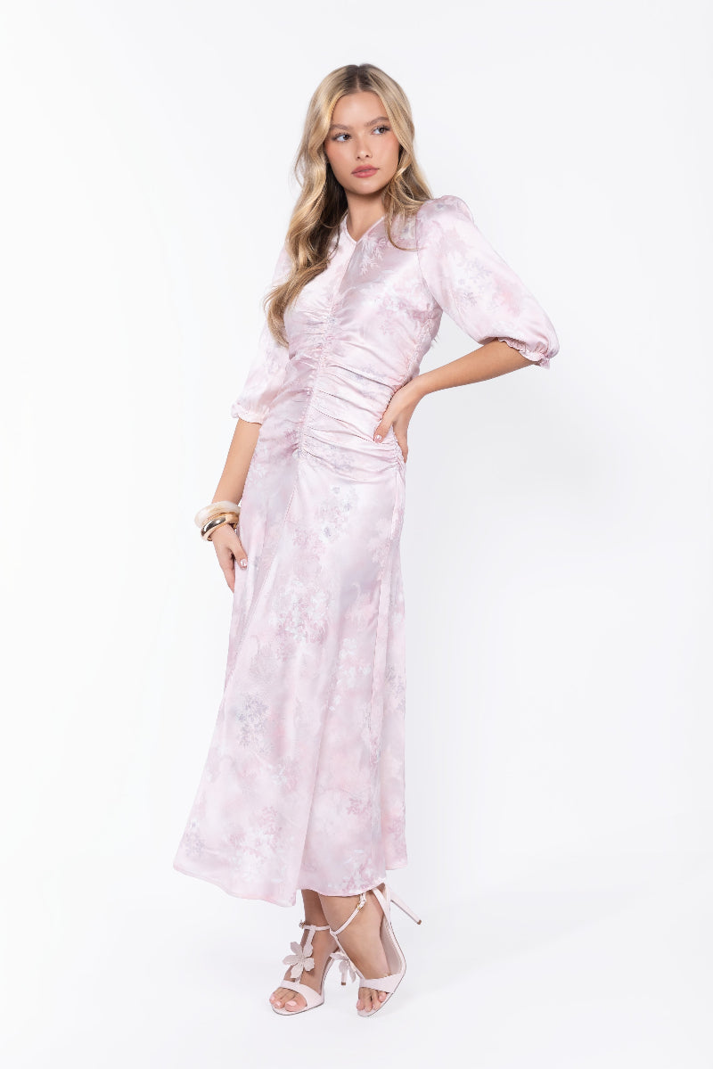Audrey Dress Short Sleeve (Light Pink Flower)