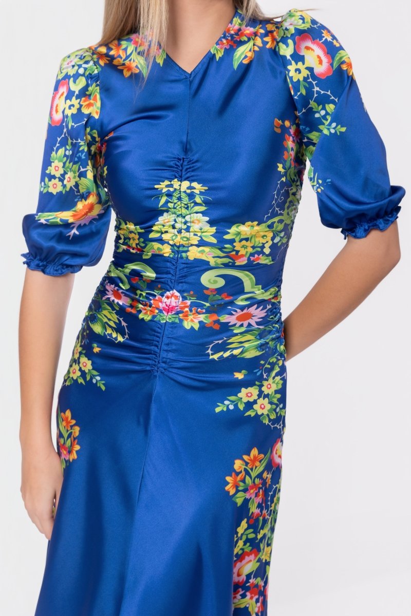 Audrey Dress Short Sleeve (Royal Blue Pattern)