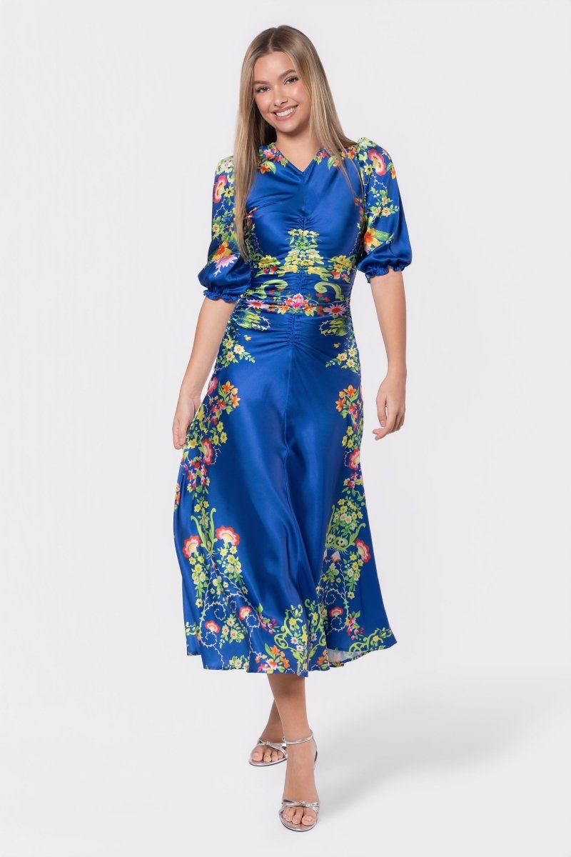Audrey Dress Short Sleeve (Royal Blue Pattern)
