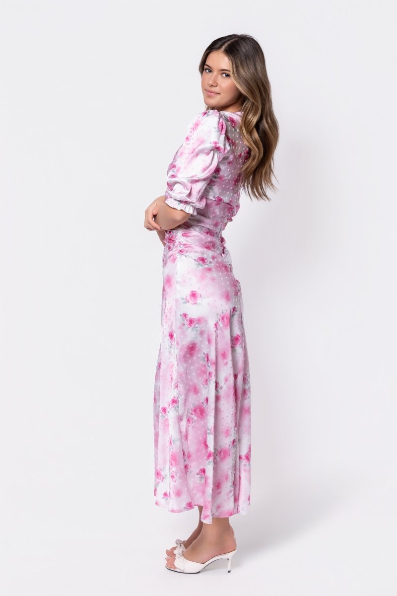 Audrey Dress Short Sleeve (White/Pink)