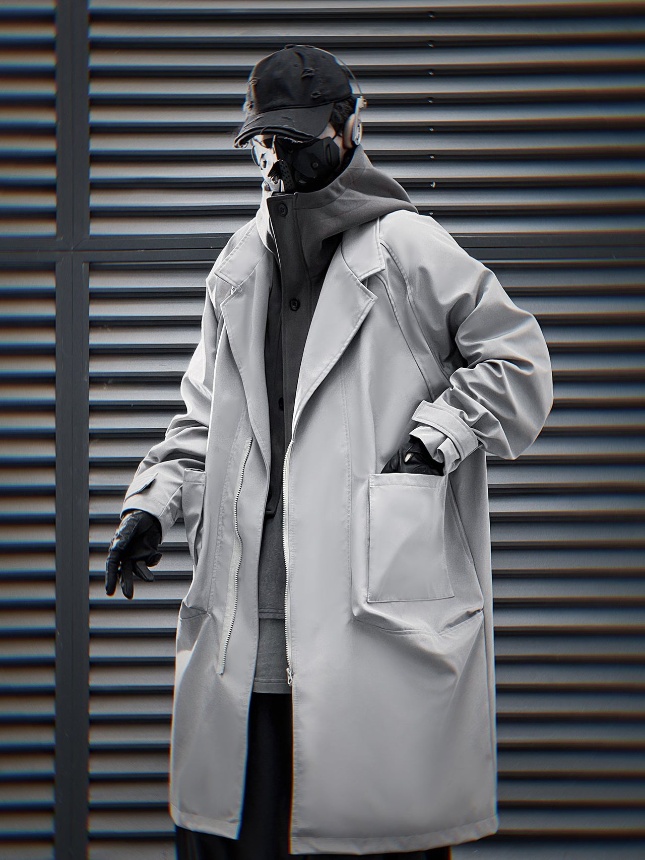 HiJ36 Grey Urban Trench Coat