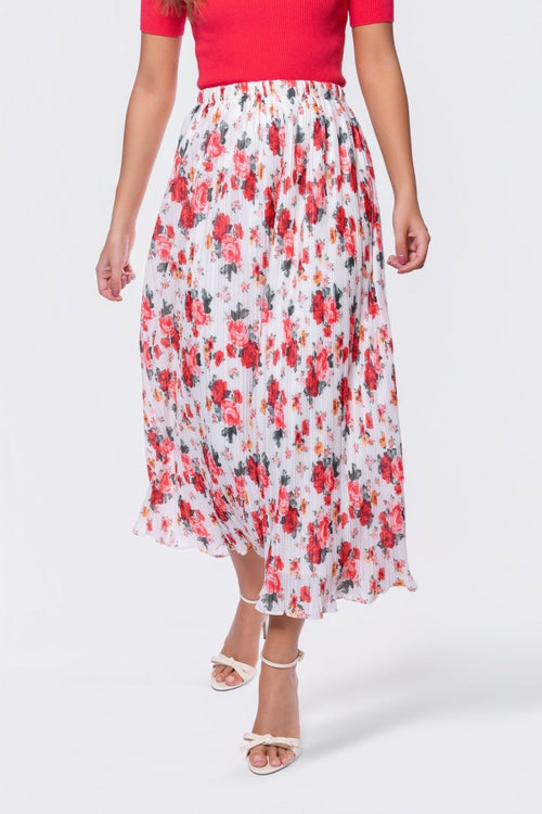 Bria Skirt (White/Red)