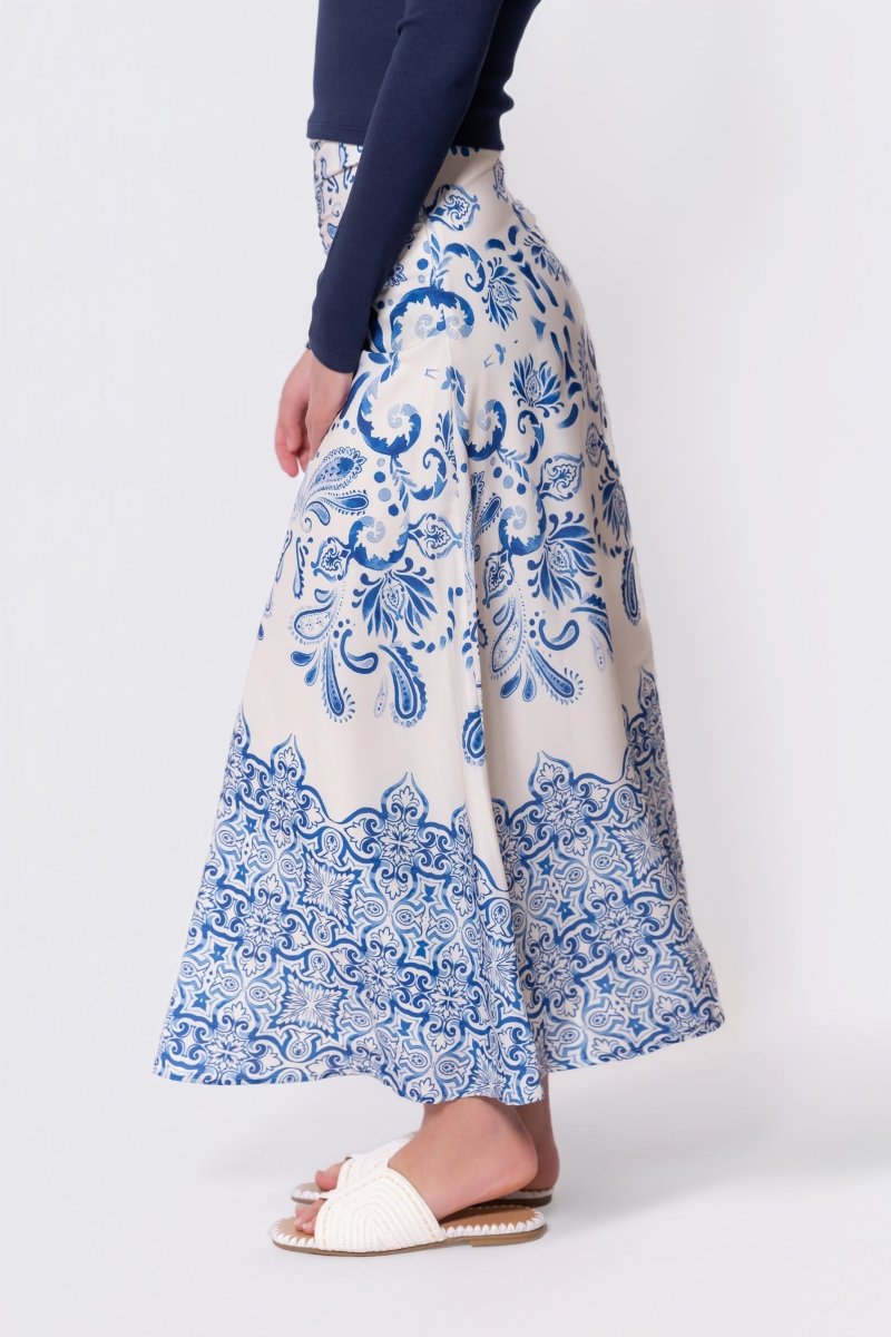 Calista Skirt (White/Blue)