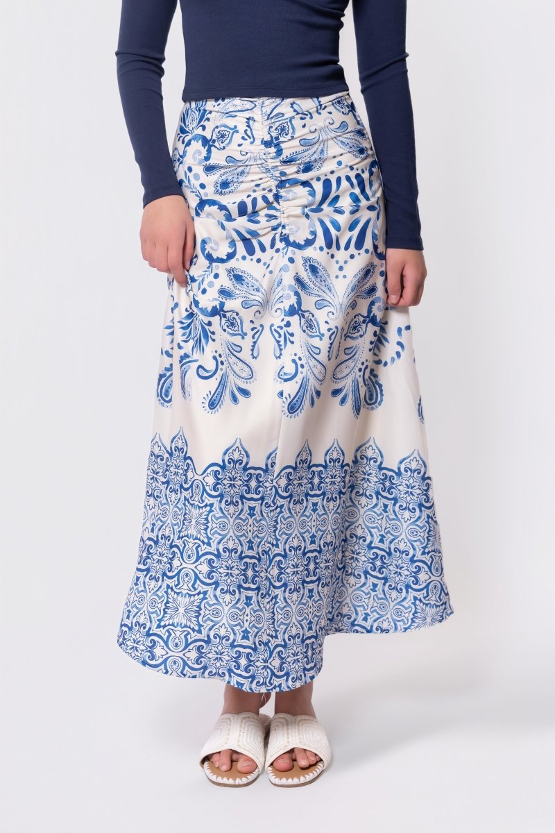Calista Skirt (White/Blue)