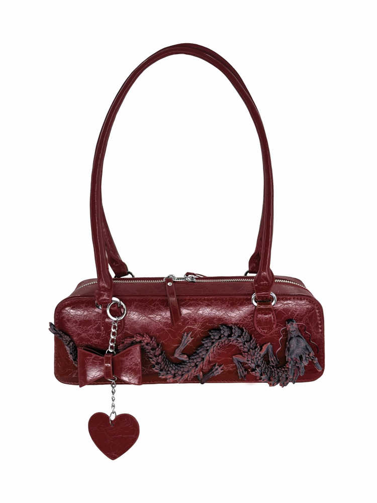 New Chinese Style Bag Designer Model Red Dragon Niche High Sense Bowling Bag