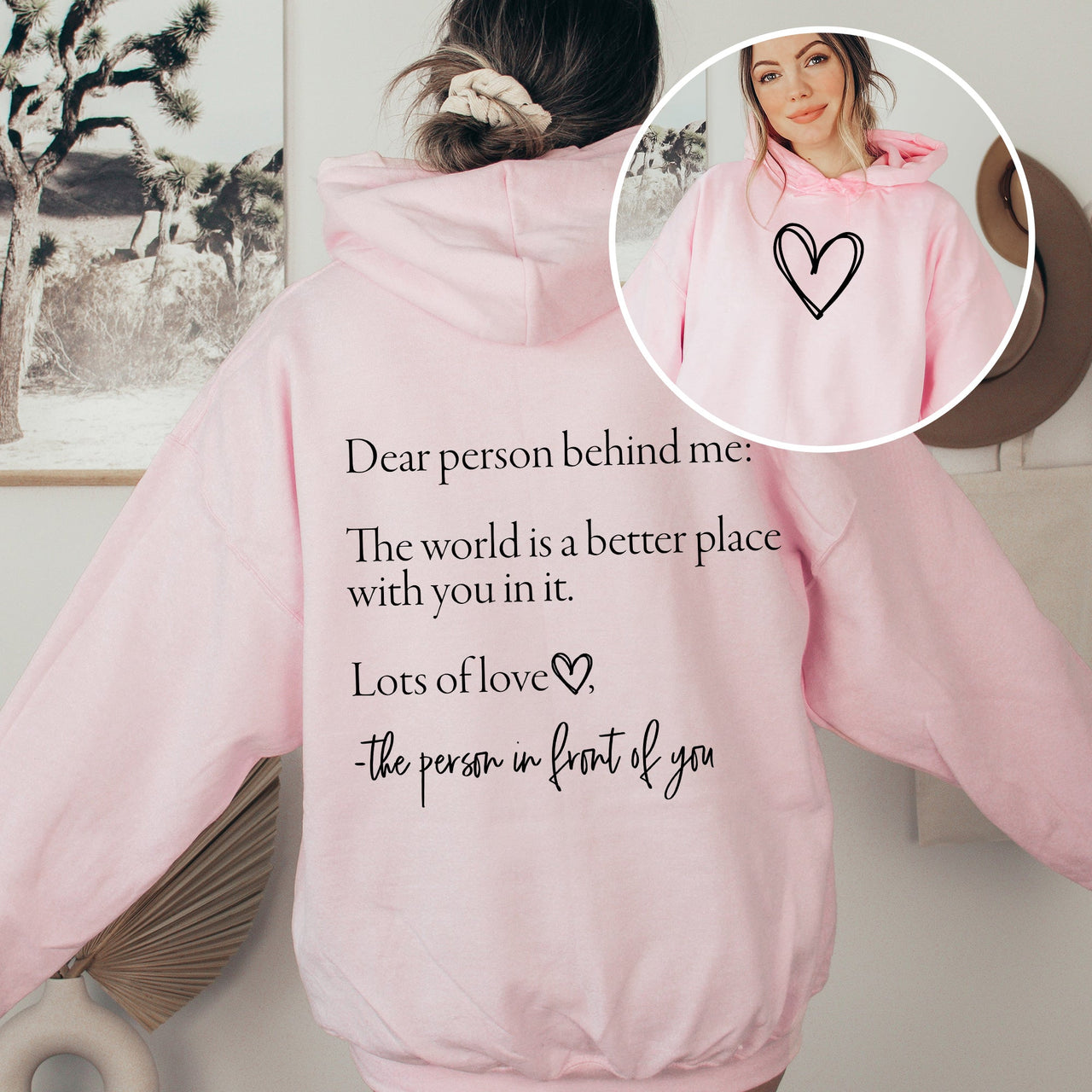 Dear Person Behind Me Heart Positivity Kindness Mental Health Awareness Hooded Sweatshirt