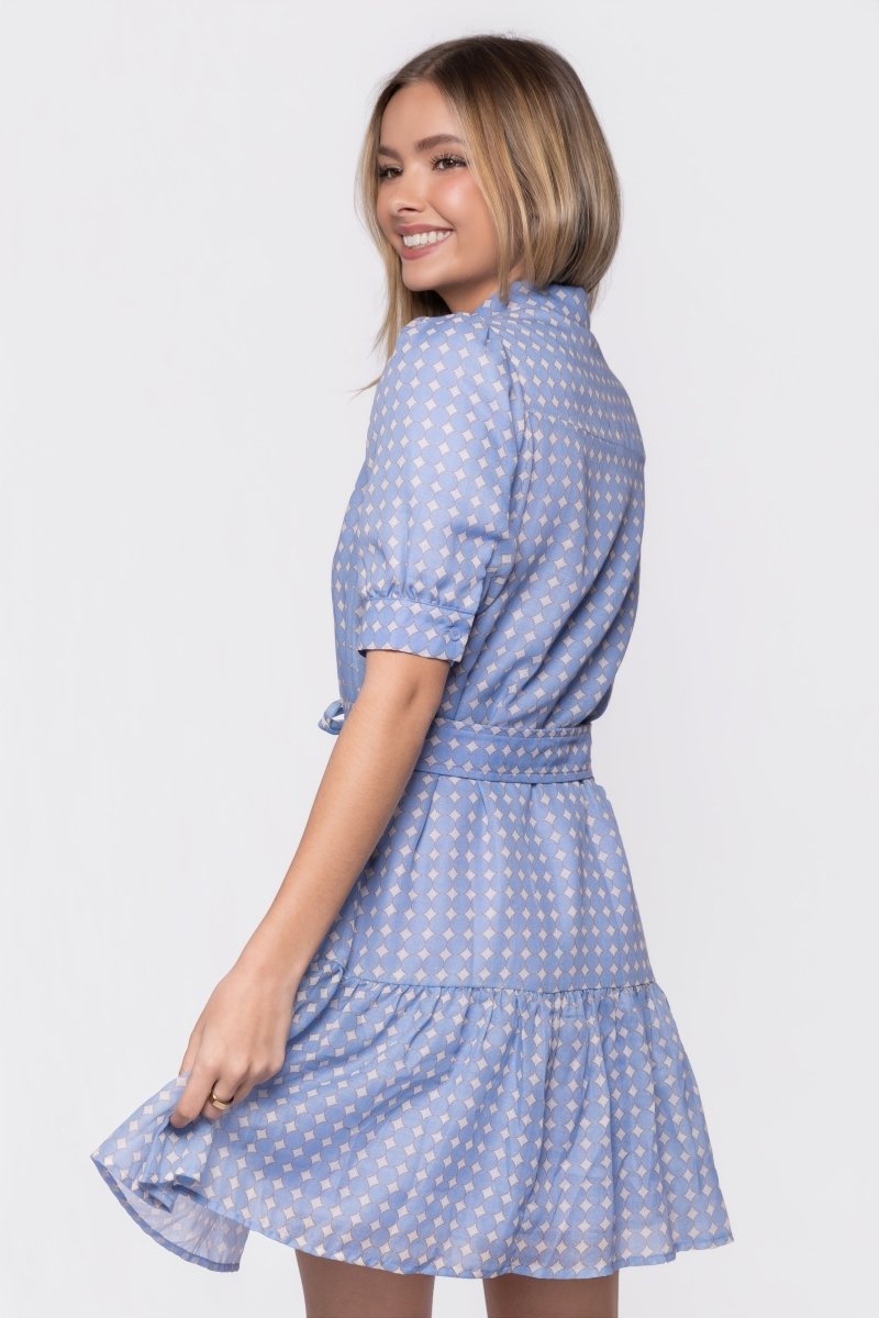 Elisa Dress 36" (White/Blue)