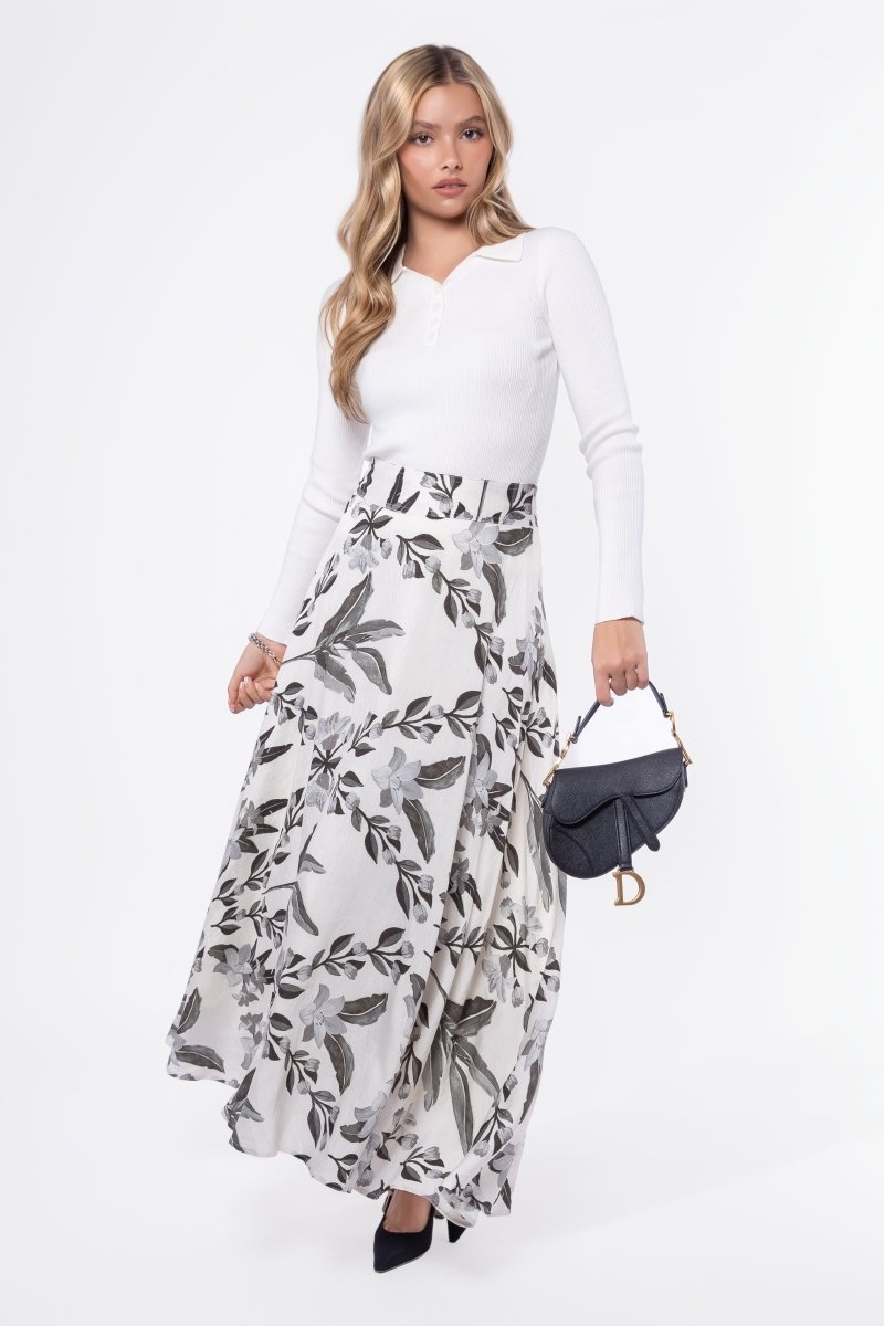 Ella Skirt 38" (White/Black)