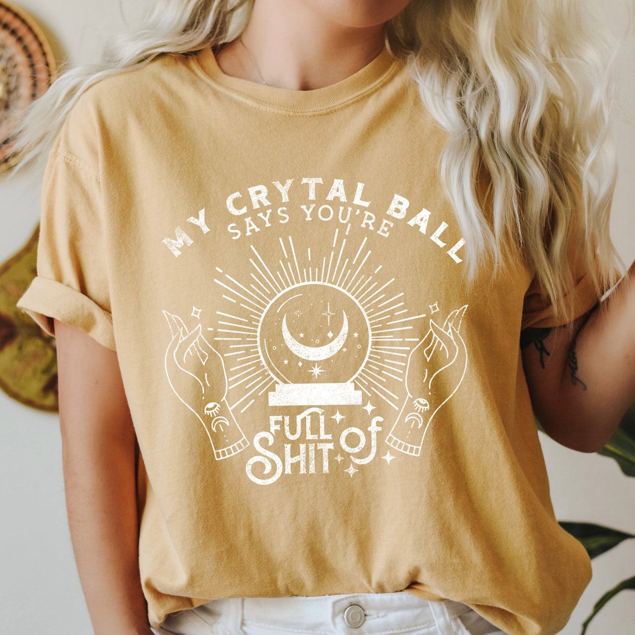 My Crystal Ball Says You're Full Of Shit Retro Halloween Spooky Night Comfort Colors Tee