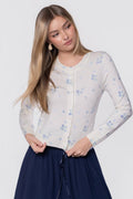 Gabrielle Cardigan (White/Blue)