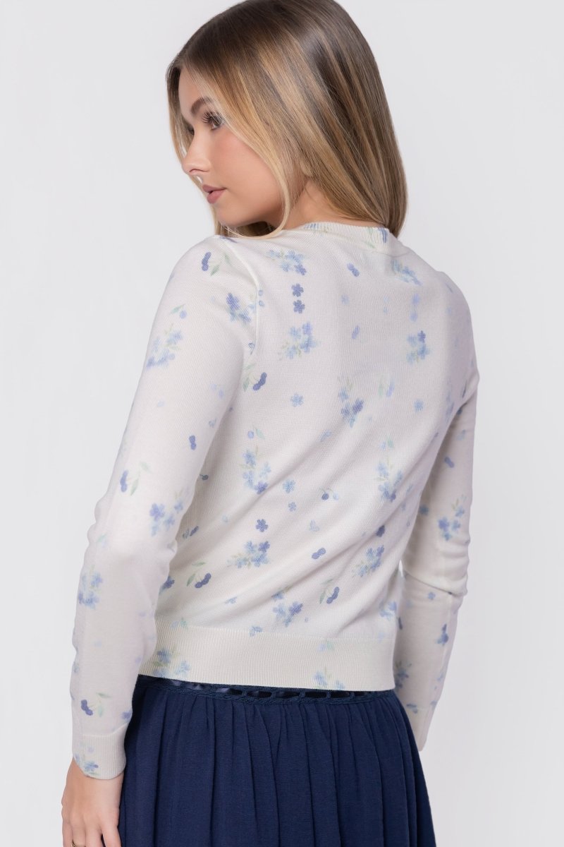 Gabrielle Cardigan (White/Blue)