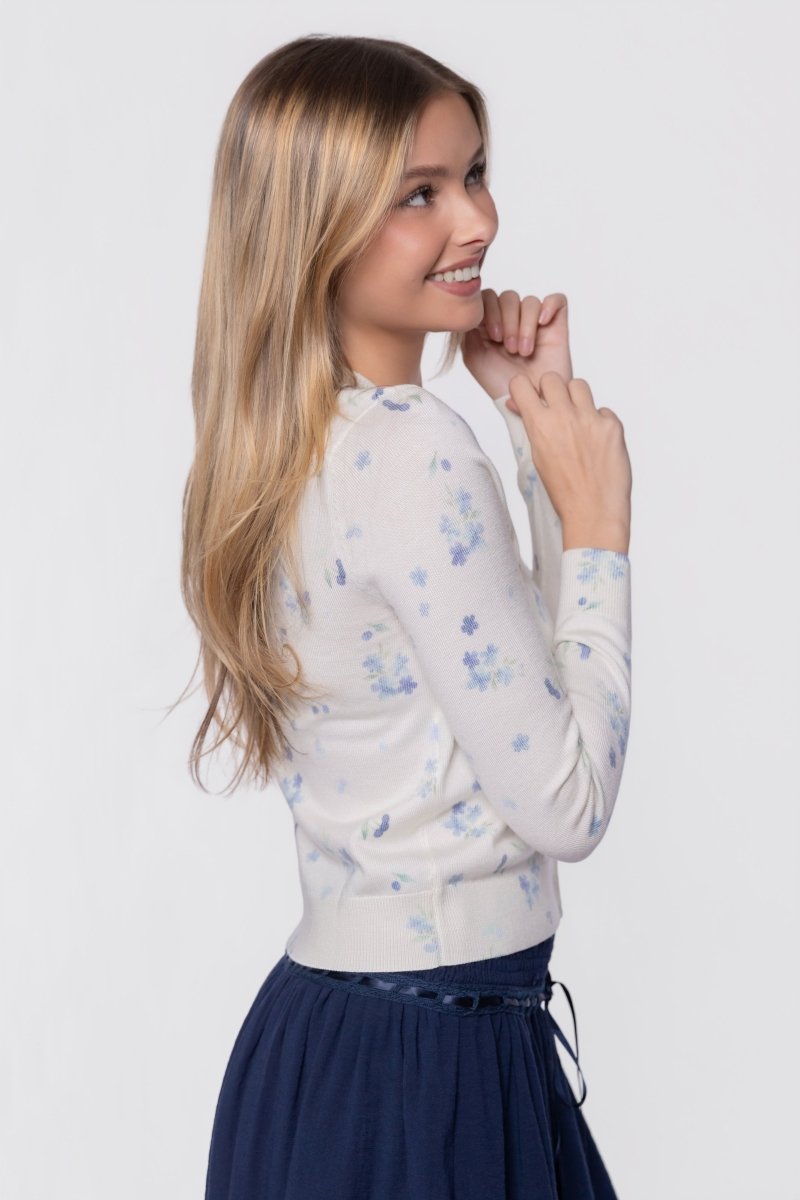 Gabrielle Cardigan (White/Blue)