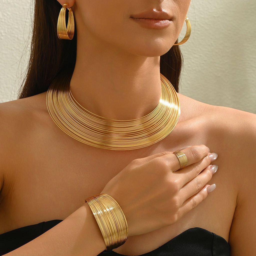 Geometric Multi-Layer Metal Jewelry Set (MAC417)