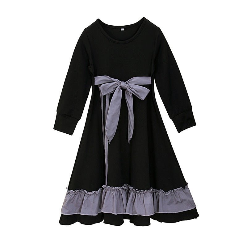 Girls Dress & Hijab Set with Contrast Trim(MKG025)