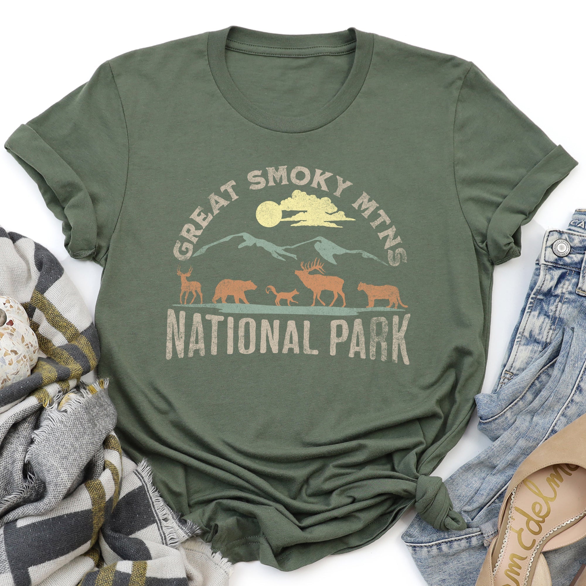 Great Smoky Mountains National Park Scenic Trails and Wonders Graphic Tee