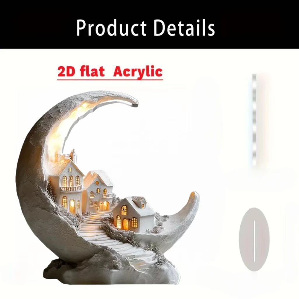 Islamic Crescent with Islamic Motifs Acrylic Desktop Ornament (MAC398)