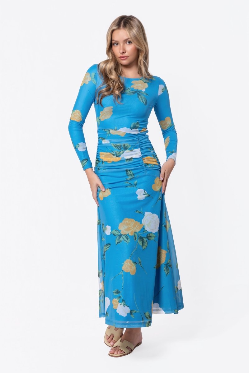 Juliana Dress (Blue Flower)