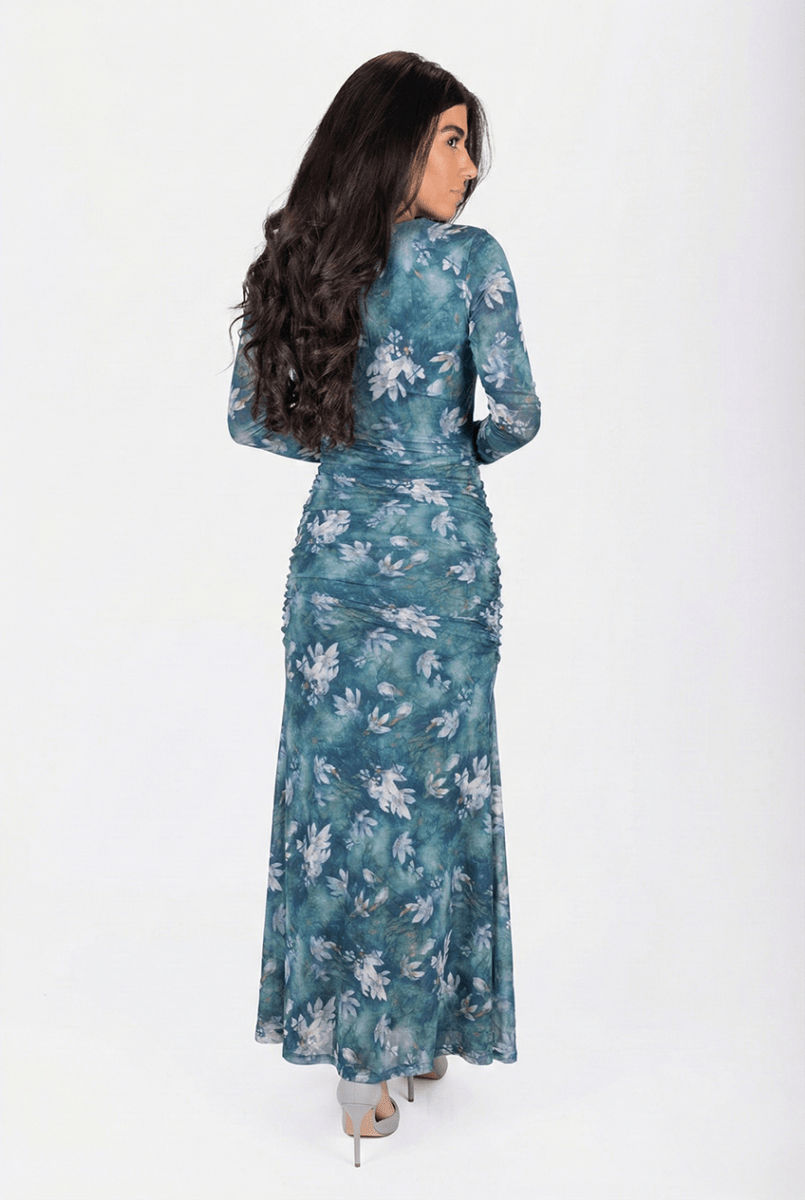Juliana Dress (Teal Flower)
