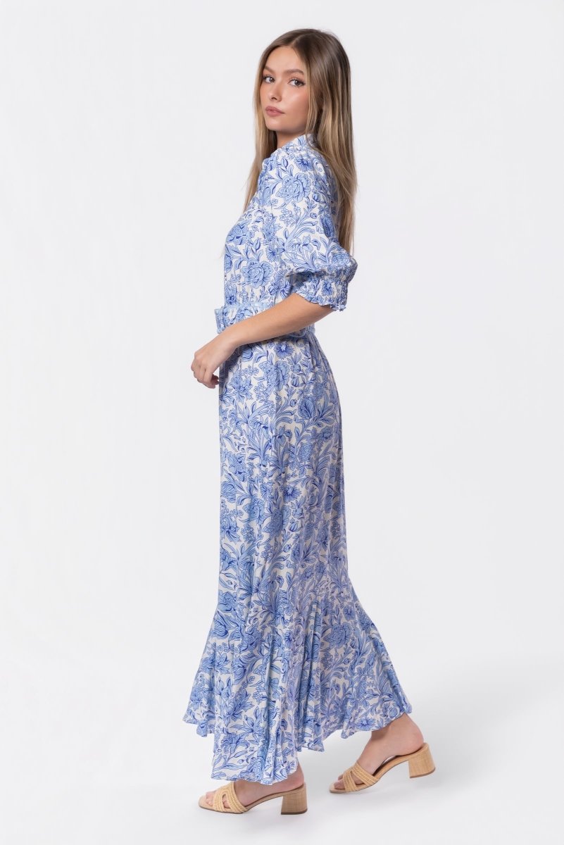 Karen Dress (White/Blue)