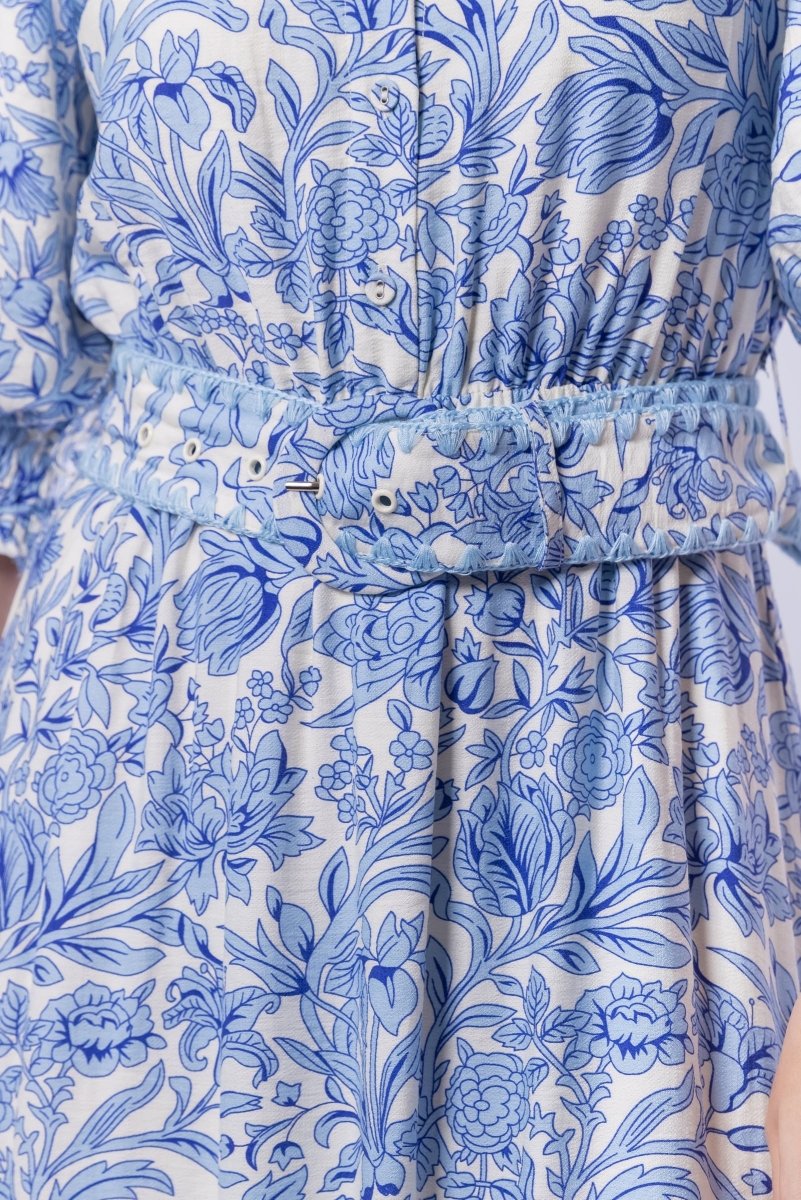 Karen Dress (White/Blue)