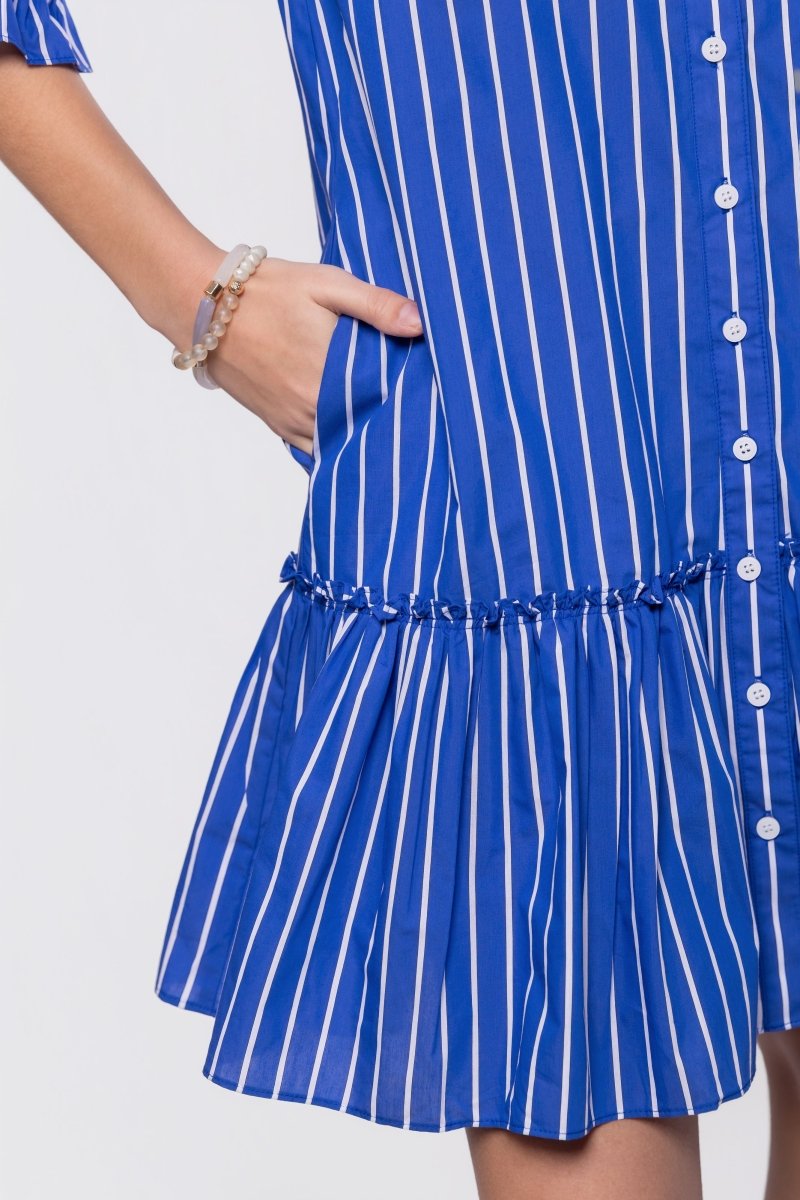 Kiana Dress 37" (Blue Stripe)
