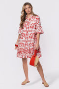 Lola Dress (White Red)
