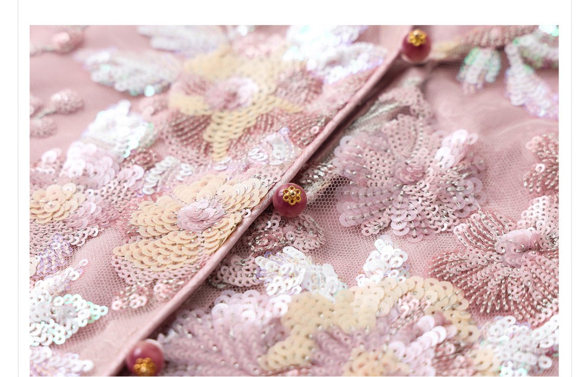 Luxury Embroidered Floral Jacket & Skirt Set(MS307)